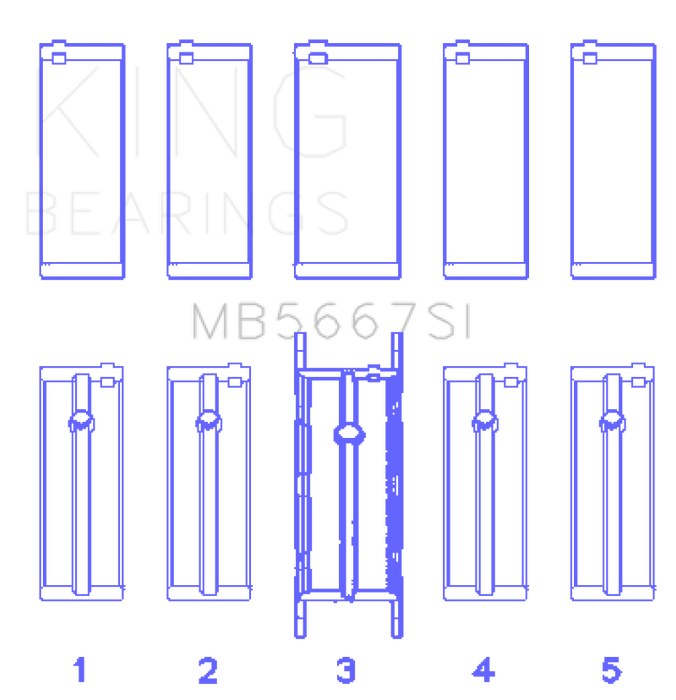 King Mini W10B16A/W11B16A Silicon Bi-Metal Aluminum Main Bearing Set - Size STD