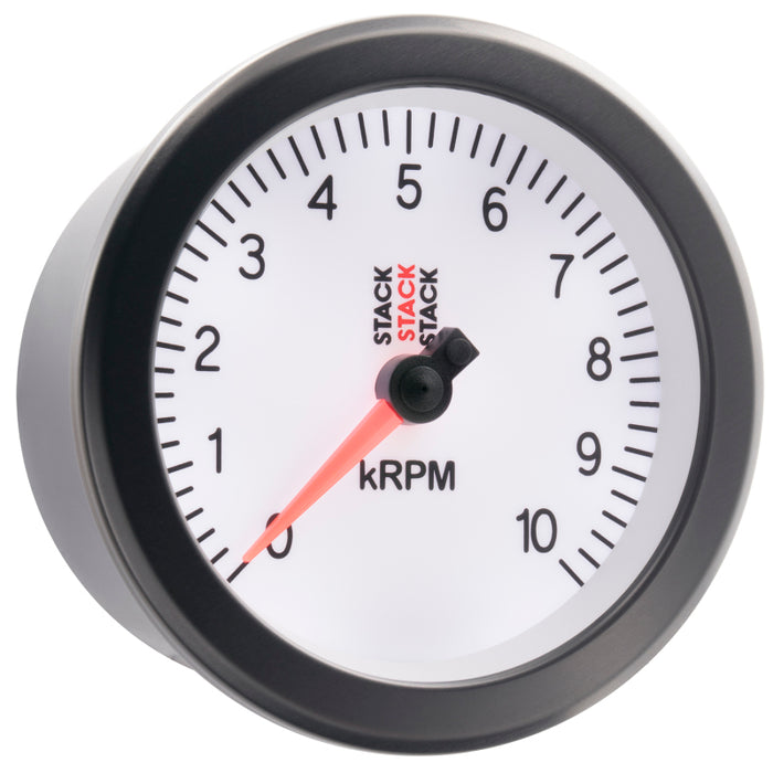 Autometer Stack Sport 88mm 0-10K RPM Tachometer - White