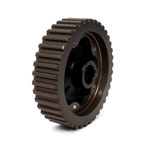 A black adjustable cam gear for Acura/Honda vehicles.