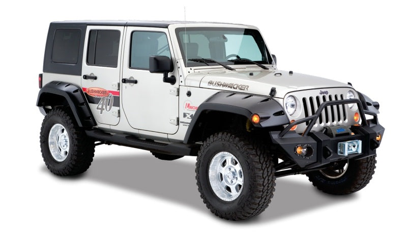 Bushwacker 07-18 Jeep Wrangler Unlimited Max Pocket Style Flares 2pc Extended Coverage - Black