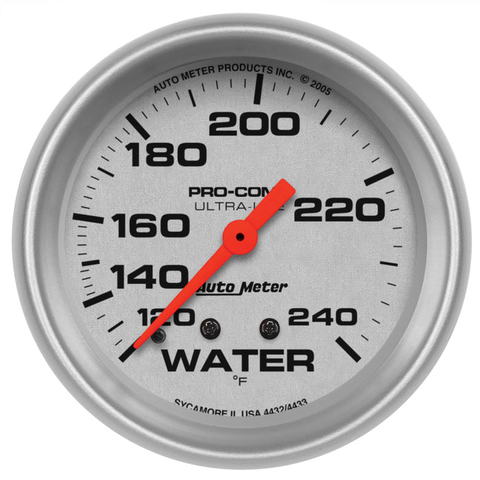 AutoMeter Gauge Water Temp 2-5/8in. 120-240 Deg. F Mechanical 12ft. Ultra-Lite