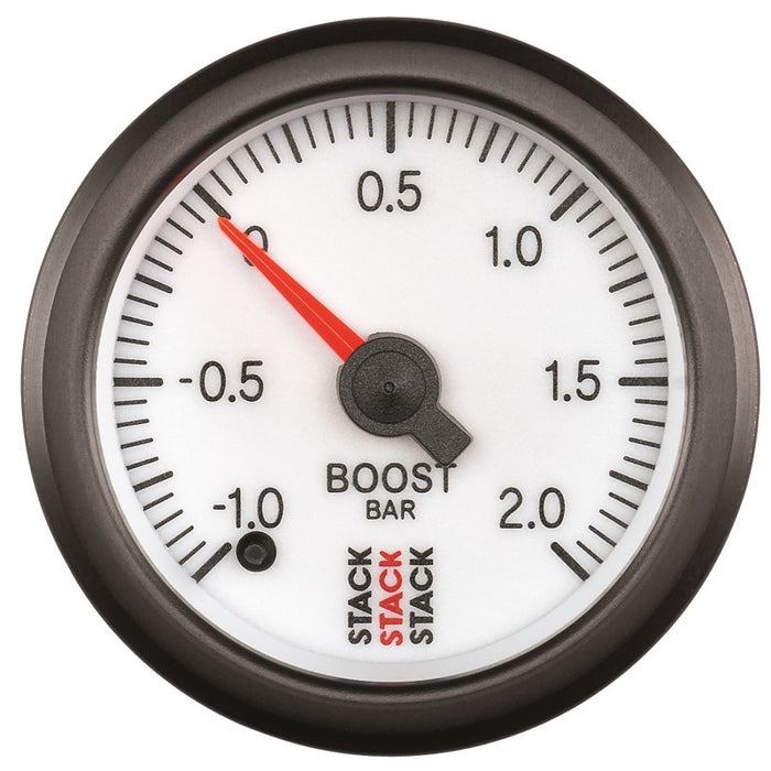 Autometer Stack 52mm -1 to +2 Bar (Incl T-Fitting) Pro Stepper Motor Boost Pressure Gauge - White