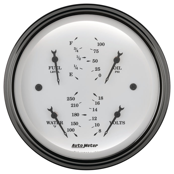 AutoMeter Gauge Quad 3-3/8in. 0 Ohm(e) to 90 Ohm(f)Elec Old Tyme White