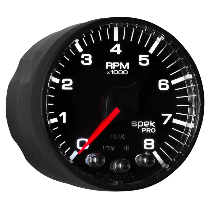 Autometer Spek-Pro Black 2 1/16 inch 8K RPM Tach w/ Shift Light and Peak Memory