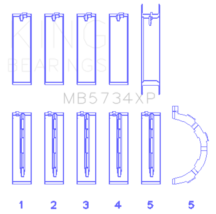King Ford Mustang Prod 302 Coyote Performance Main Bearing Set - Size STD