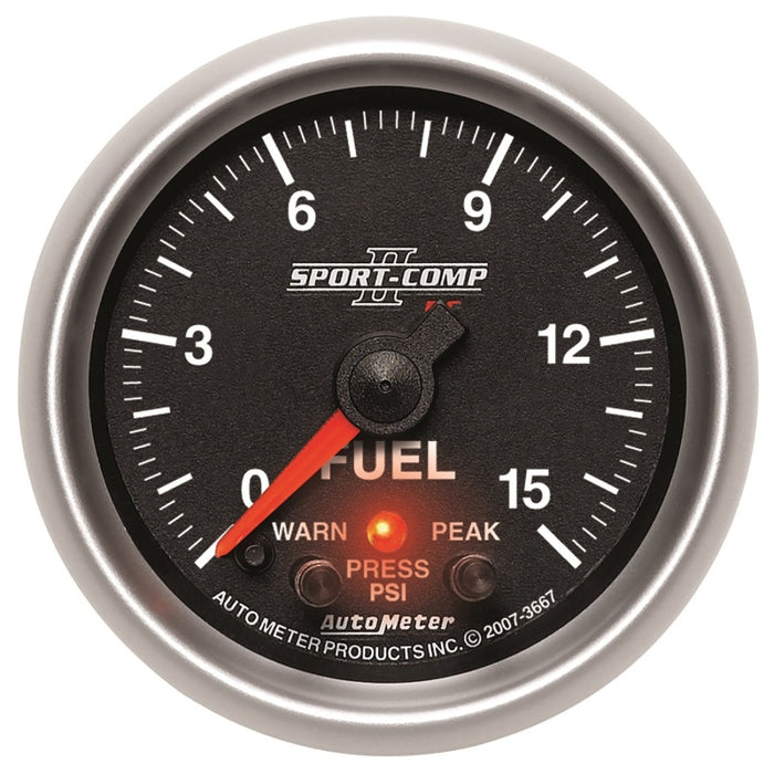 Autometer Sport-Comp II 2-1/16in 0-15 PSI Fuel Pressure Gauge