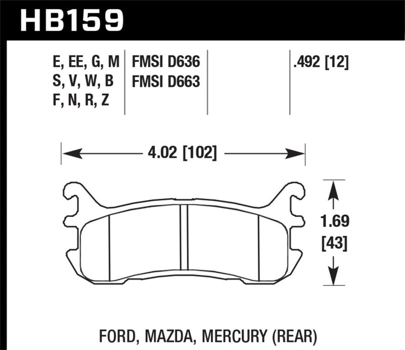 Hawk 94-05 Miata / 01-05 Normal Suspension Blue 9012 Race Rear Brake Pads (D636)