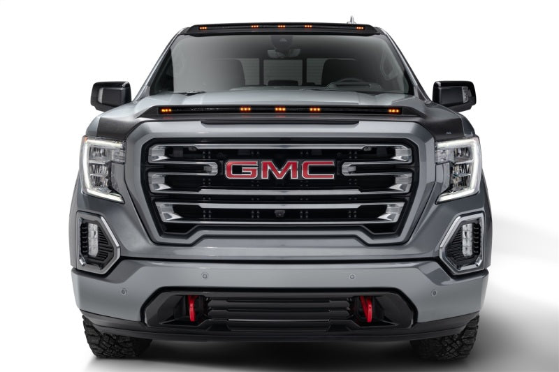 AVS 19-22 GMC Sierra 1500 Aeroskin Low Profile Hood Shield w/ Lights - Black