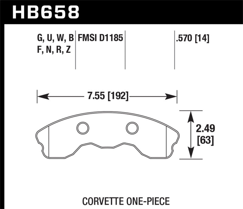 Hawk 06-13 Chevrolet Corvette Z06 DTC-60 Race Front Brake Pads (One Piece)