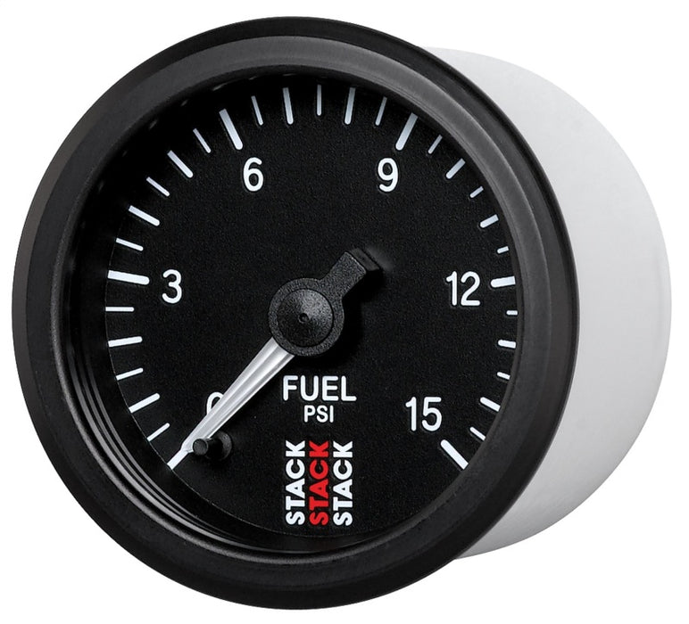 Autometer Stack 52mm 0-15 PSI 1/8in NPTF Male Pro Stepper Motor Fuel Pressure Gauge - Black