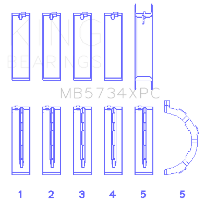 King Ford 302 CID Coyote (Size STD) Performance Coated Main Bearing Set - Size STD