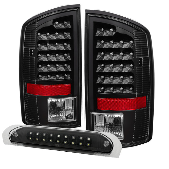 Xtune Dodge Ram 02-06 1500 LED Tail Light w/ LED 3rd Brake Lamps- Black ALT-JH-DR02-LED-SET-BK