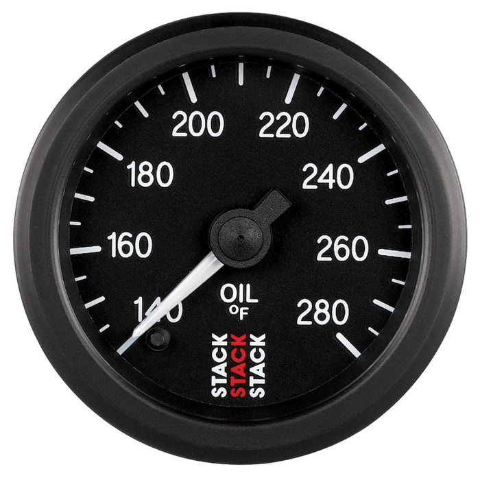 Autometer Stack 52mm 140-280 Deg F 1/8in NPTF Male Pro Stepper Motor Oil Temp Gauge - Black