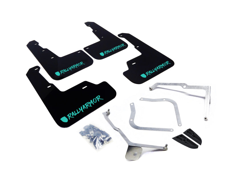 Rally Armor 15-21 Subaru WRX/STI Black UR Mud Flap w/Teal Altered Font Logo