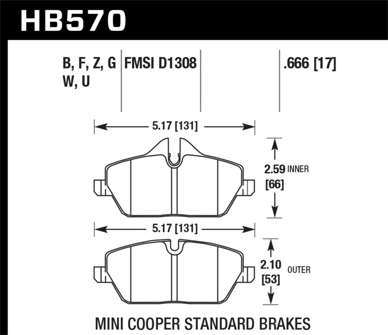 Hawk 08 Mini Cooper D1308 DTC-60 Race Front Brake Pads