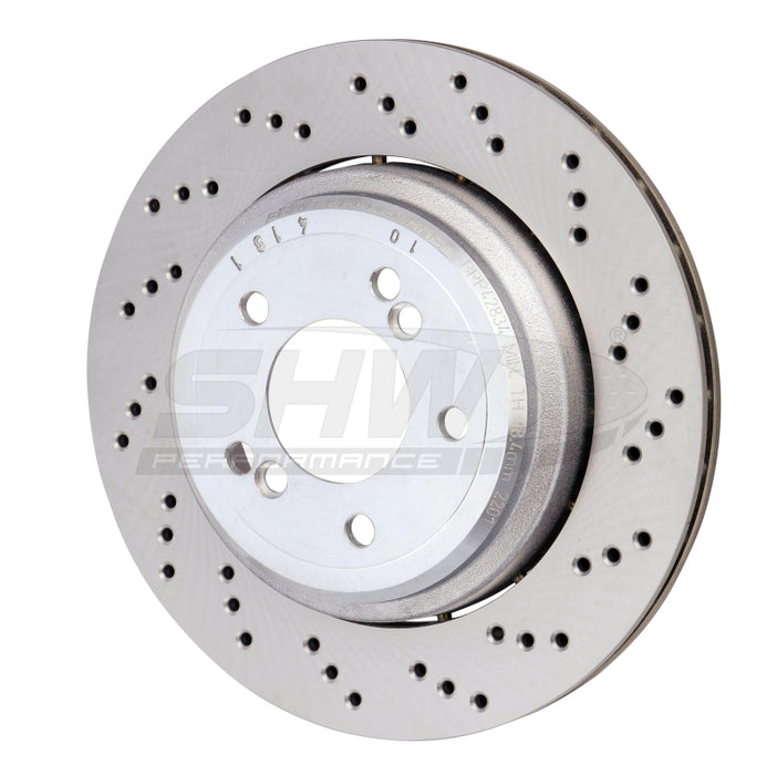 SHW 06-08 BMW Z4 3.2L Right Rear Cross-Drilled Lightweight Brake Rotor (34212282304)