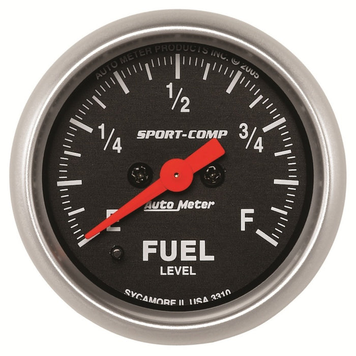 Autometer Sport Comp 52mm Full Sweep Electronic Fuel Level Programmable Empty-Full Range Gauge