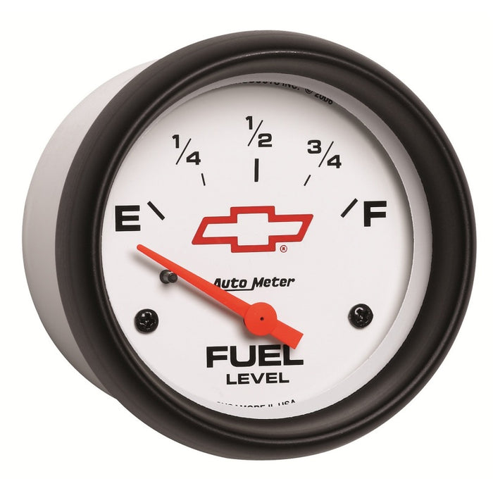 AutoMeter Gauge Fuel Level 2-5/8in. 0 Ohm(e) to 90 Ohm(f) Elec Chevy Red Bowtie White