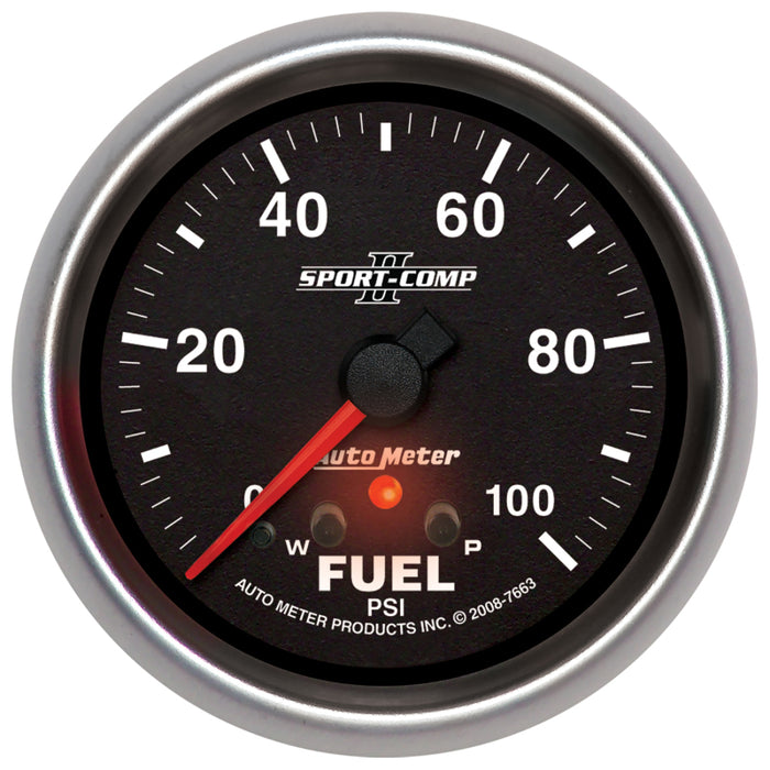 Autometer Sport-Comp II 2-5/8in 0-100 PSI Full Sweep Electronic Fuel Pressure Gauge