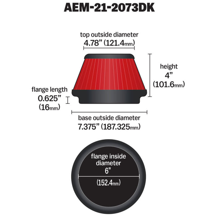 AEM 5 in x 5 in Dryflow Air Filter