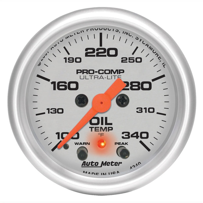 Autometer Ultra-Lite 2-1/16in. / 340 Degree F (Stepper Motor w/Peak & Warn) Oil Temperature Gauge