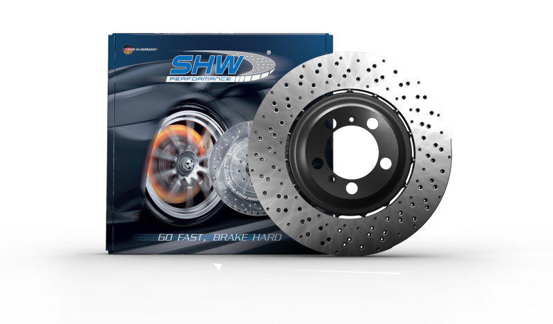 SHW 20-21 Porsche 718 Cayman GT4 4.0L Left Rear Drilled-Dimp Lightweight Brake Rotor (98135240781)